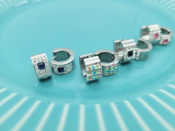 Creolen Ohrringe silberfarben Glitzer Edelstahl